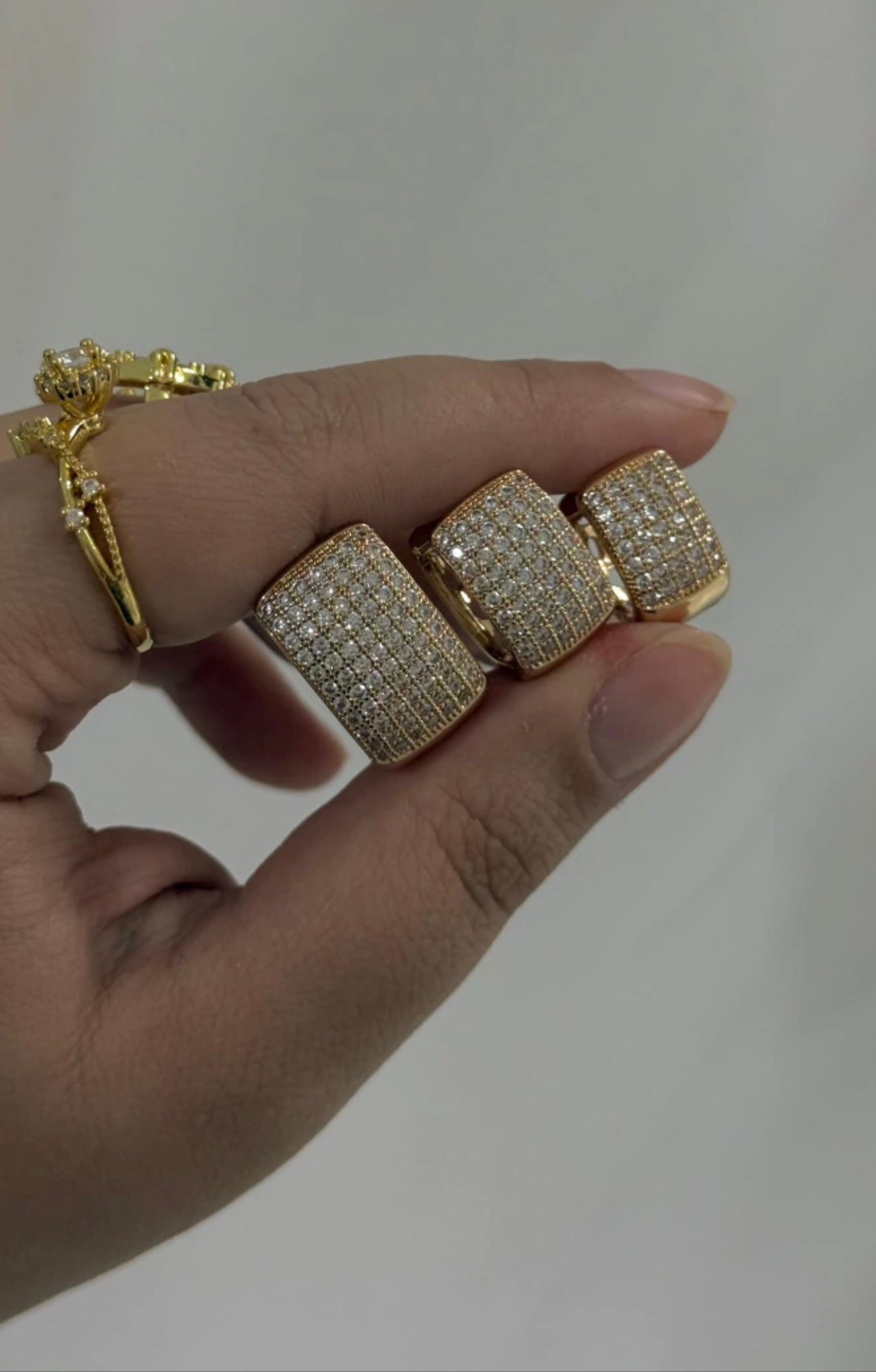 Square Encrusted Hoop Earrings