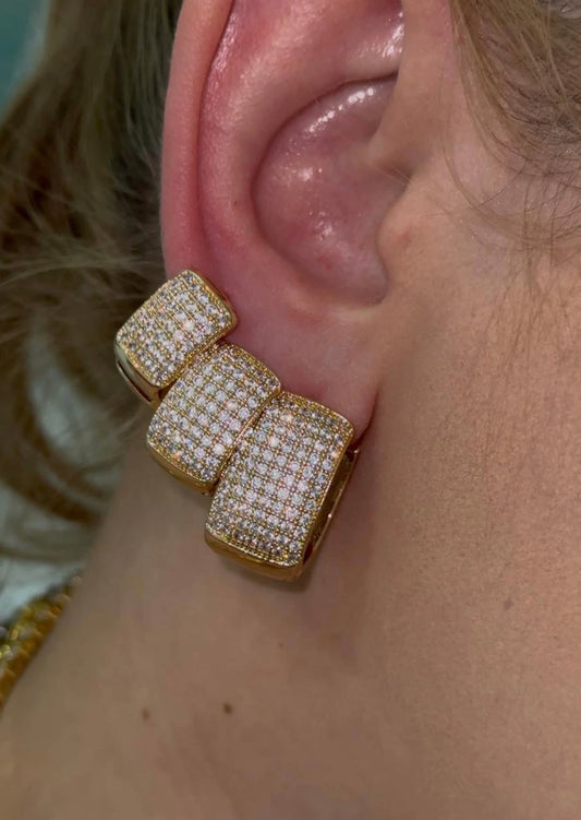 Square Encrusted Hoop Earrings