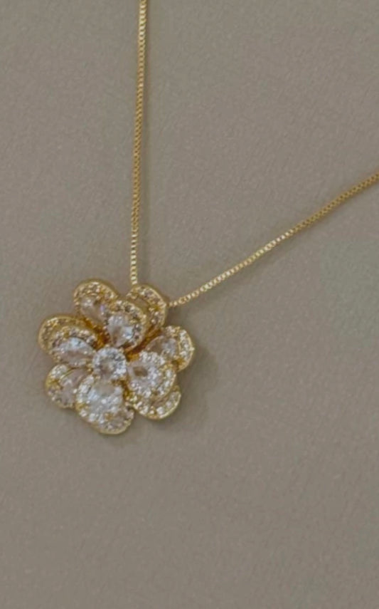 Encrusted Flower Necklace