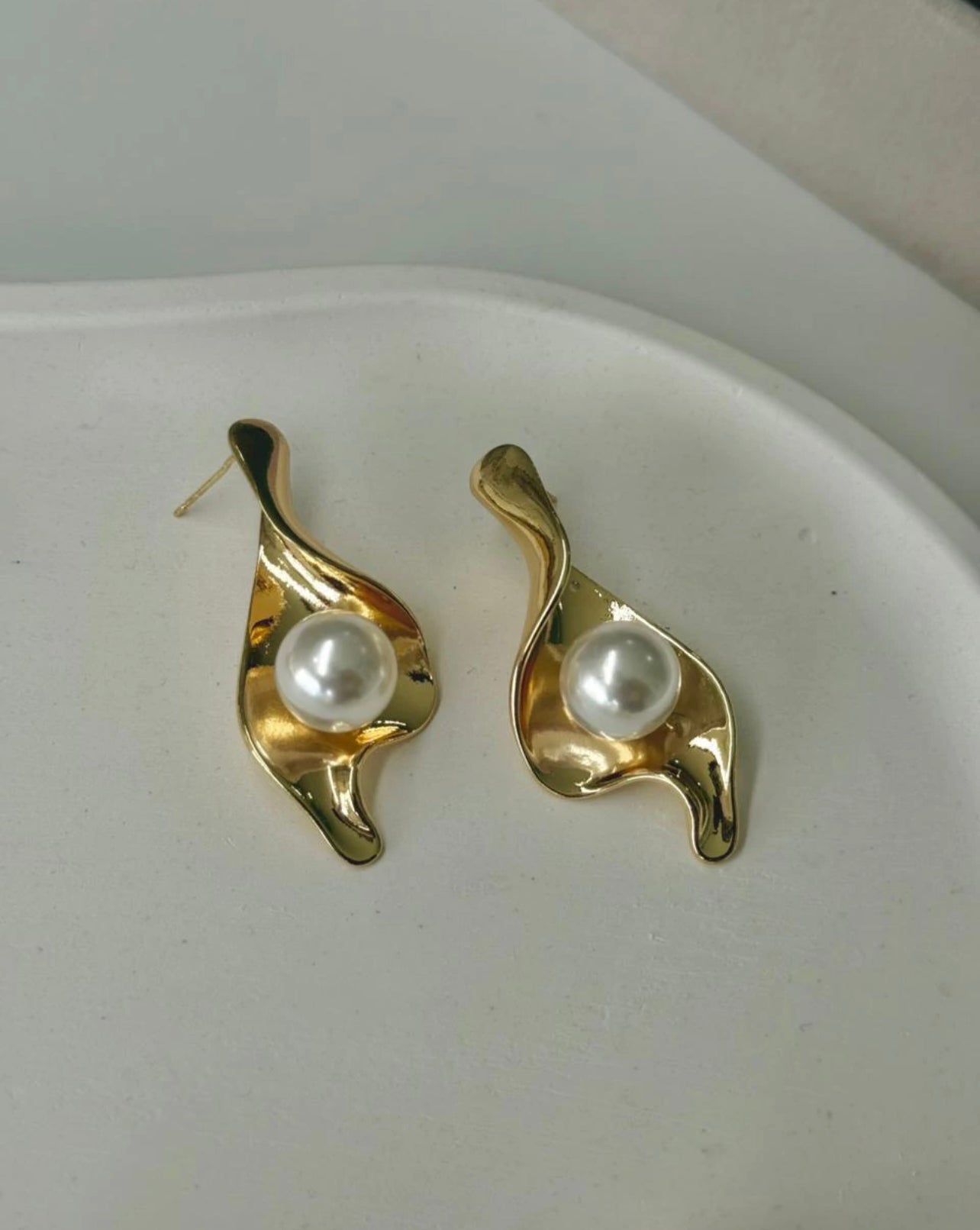 Abstract Pearl Earrings
