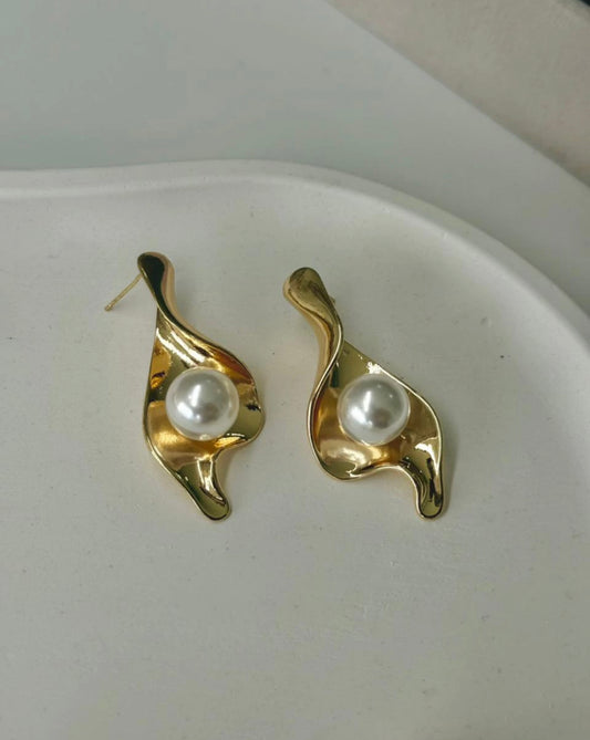 Abstract Pearl Earrings